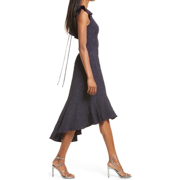 NEW Lulu’s Sophisticated Soirée Jacquard Dress in Navy Blue - Picture 5 of 7